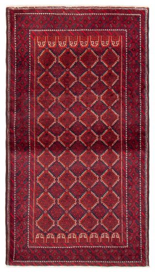 Bordered  Tribal Red Area rug 3x5 Afghan Hand-knotted 389005