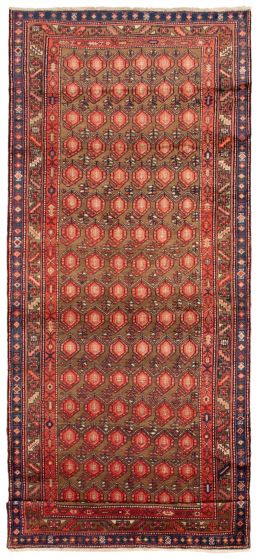 Bordered  Tribal Red Runner rug 14-ft-runner Turkish Hand-knotted 369033