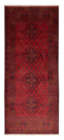 Bordered  Traditional Red Runner rug 7-ft-runner Afghan Hand-knotted 376803