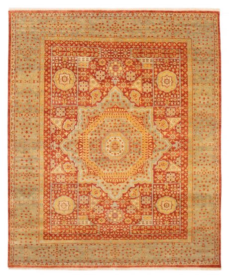 Bordered  Traditional Brown Rectangle 6x9 Indian Hand-knotted 415288