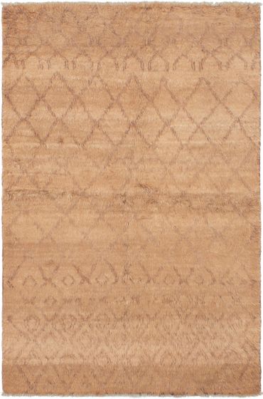 Casual  Transitional Brown Area rug 5x8 Indian Hand-knotted 286079