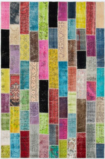 Casual  Transitional Multi Area rug 6x9 Turkish Hand-knotted 291637