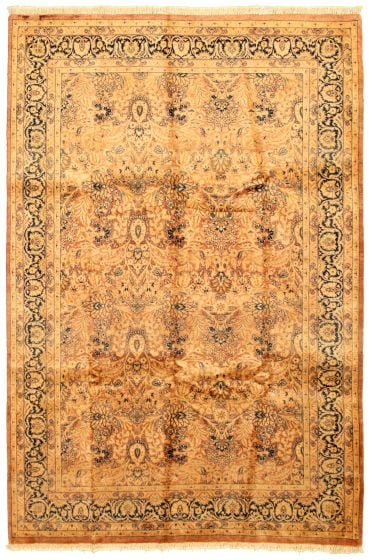 Bordered  Traditional Brown Area rug 5x8 Pakistani Hand-knotted 330573