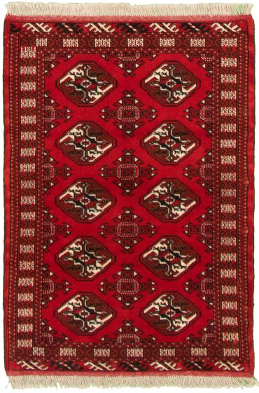Bordered  Tribal Red Area rug 3x5 Turkmenistan Hand-knotted 332880
