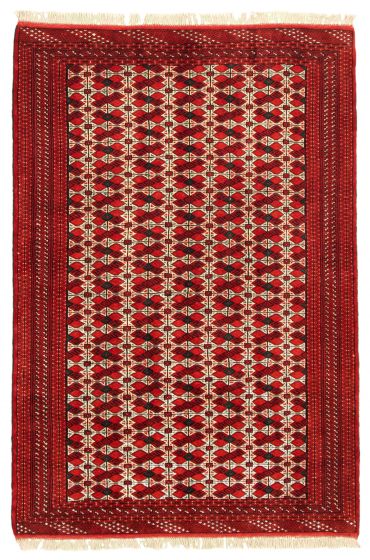 Bordered  Tribal Red Area rug 5x8 Turkmenistan Hand-knotted 334625