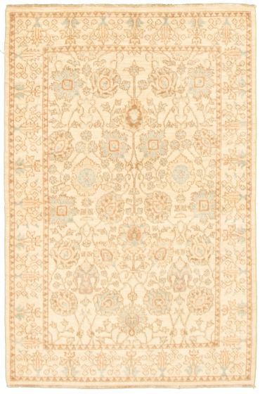 Bordered  Traditional Ivory Area rug 3x5 Pakistani Hand-knotted 336192