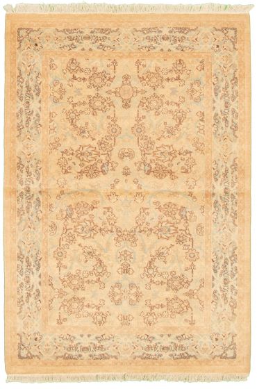 Bordered  Traditional Ivory Area rug 3x5 Pakistani Hand-knotted 336197