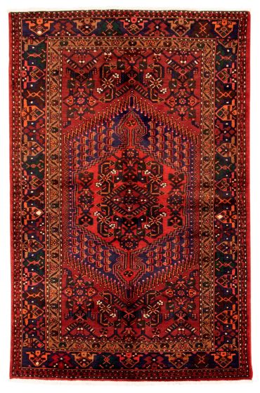 Bordered  Traditional Red Area rug 4x6 Persian Hand-knotted 352391