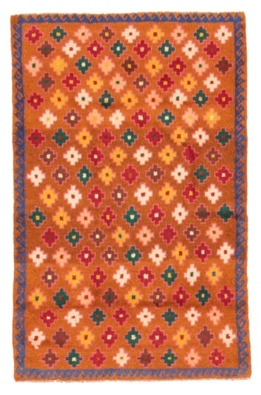Bohemian  Tribal Orange Area rug 3x5 Afghan Hand-knotted 354185