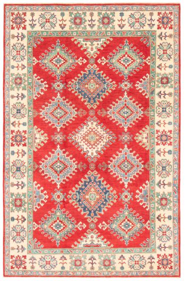 Bordered  Traditional Red Area rug 6x9 Afghan Hand-knotted 360329
