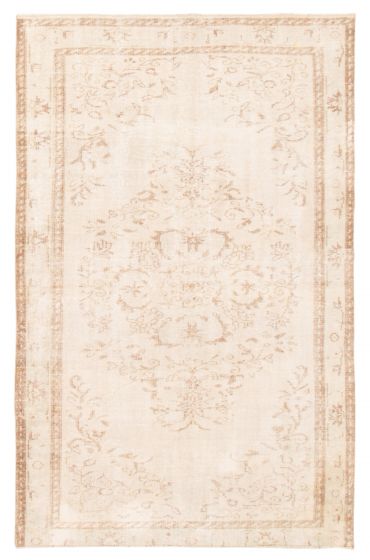 Transitional  Vintage Ivory Area rug 5x8 Turkish Hand-knotted 361574
