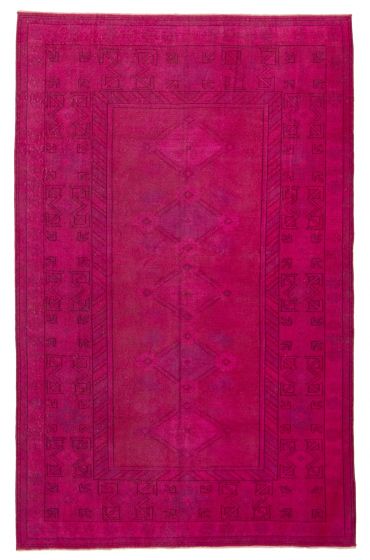 Bordered  Traditional Pink Area rug 5x8 Turkish Hand-knotted 362709