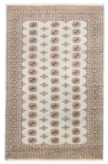 Bordered  Traditional Grey Area rug 6x9 Pakistani Hand-knotted 364242