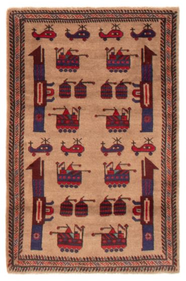Bordered  Tribal Brown Area rug 3x5 Afghan Hand-knotted 365729