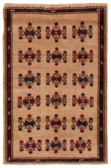 Bordered  Tribal Brown Area rug 3x5 Afghan Hand-knotted 366382