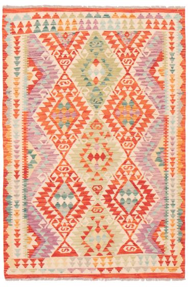 Flat-weaves & Kilims  Geometric Red Area rug 3x5 Turkish Flat-Weave 374434