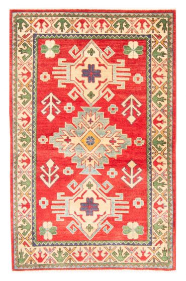Bordered  Traditional Red Area rug 3x5 Afghan Hand-knotted 379997