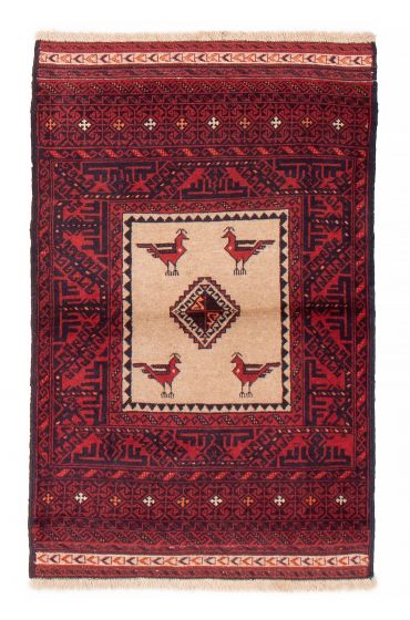 Bordered  Tribal Red Area rug 3x5 Persian Hand-knotted 383702