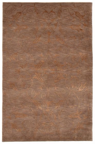 Transitional Ivory Area rug 3x5 Nepal Hand-knotted 387940