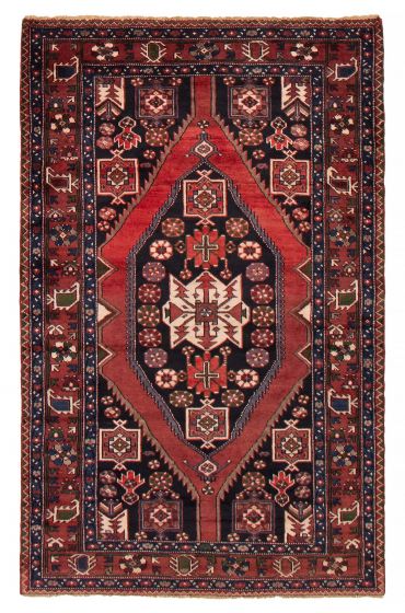Bordered  Traditional Red Area rug 4x6 Turkish Hand-knotted 390878
