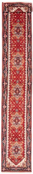 Bordered  Traditional Red Runner rug 20-ft-runner Indian Hand-knotted 377774