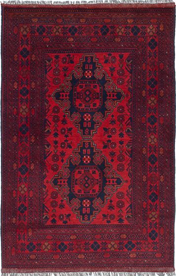 Geometric  Tribal Red Area rug 3x5 Afghan Hand-knotted 238427