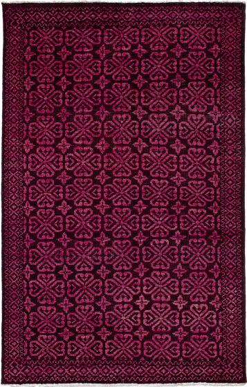 Bordered  Traditional Red Area rug 5x8 Indian Hand-knotted 271729