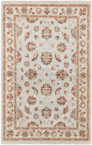 Bordered  Transitional Ivory Area rug 3x5 Indian Hand-knotted 299359