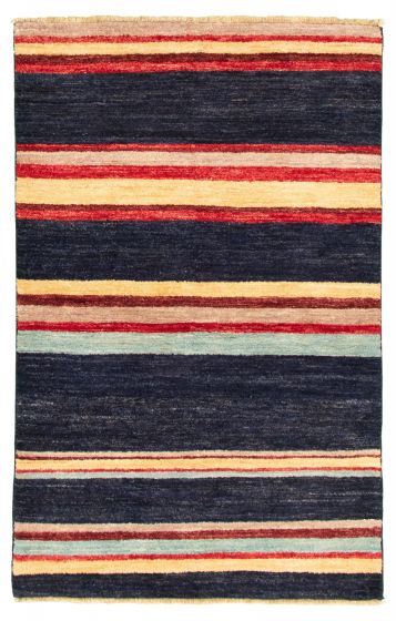 Stripes  Transitional Blue Area rug 3x5 Pakistani Hand-knotted 318157