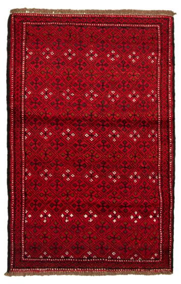 Bordered  Tribal Red Area rug 3x5 Afghan Hand-knotted 332850