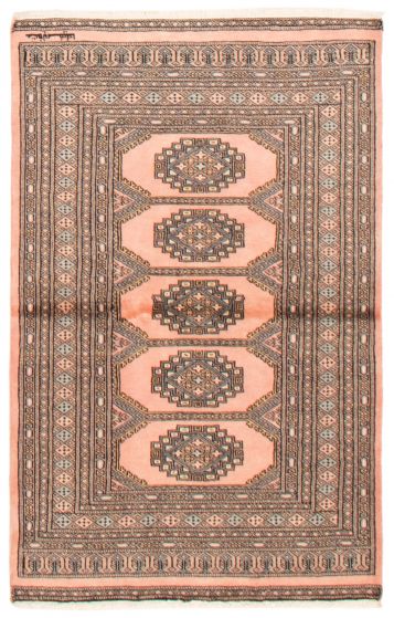 Bordered  Tribal Pink Area rug 3x5 Pakistani Hand-knotted 359389
