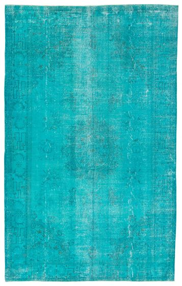 Bordered  Transitional Blue Area rug Unique Turkish Hand-knotted 361158