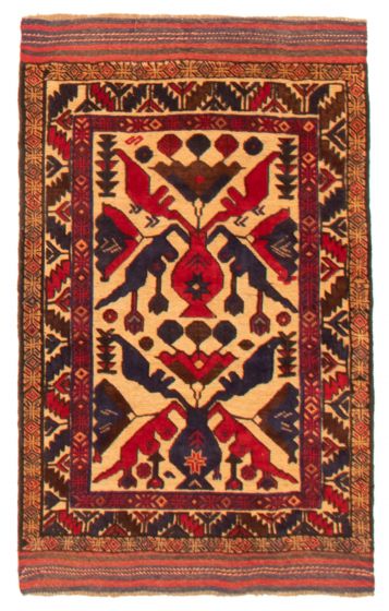 Bordered  Tribal Brown Area rug 3x5 Afghan Hand-knotted 365713