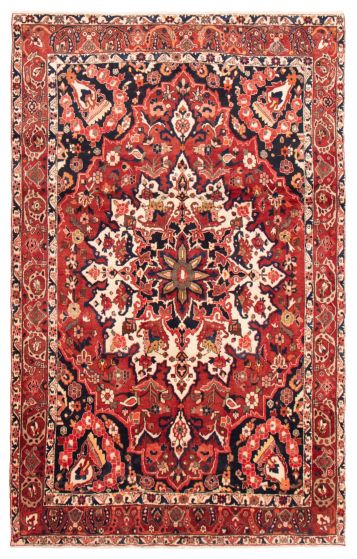 Bordered  Traditional Red Area rug 8x10 Persian Hand-knotted 366005
