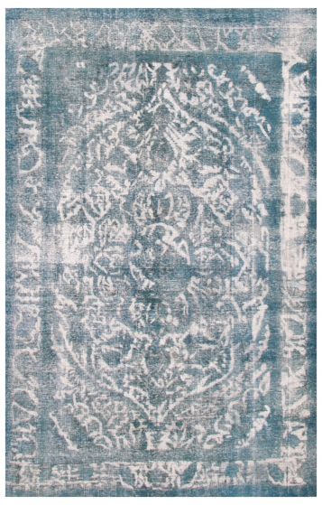 Overdyed  Transitional Blue Area rug 6x9 Turkish Hand-knotted 374927
