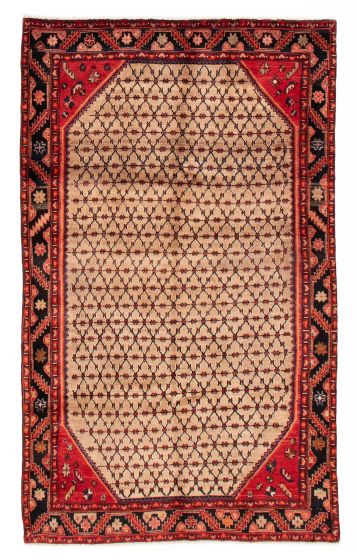 Bordered  Tribal Brown Area rug 5x8 Persian Hand-knotted 383780