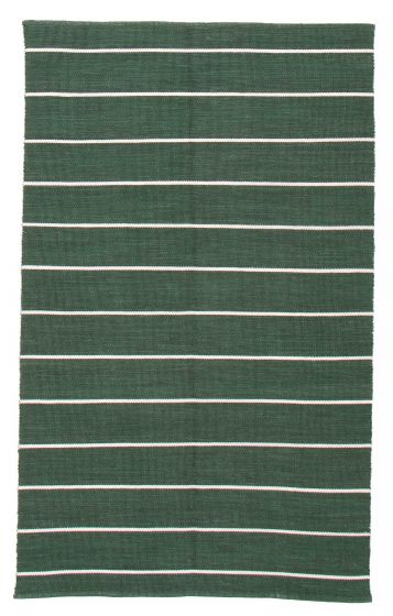 Flat-weaves & Kilims  Stripes Green Area rug 5x8 Turkish Flat-Weave 387417