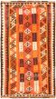 Bordered  Geometric Orange Area rug Unique Turkish Flat-Weave 306433