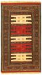 Bordered  Tribal Red Area rug 3x5 Turkish Flat-weave 332478
