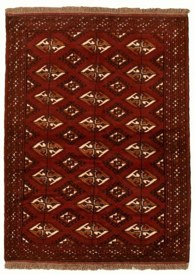 Bordered  Tribal Red Area rug 3x5 Turkmenistan Hand-knotted 333341