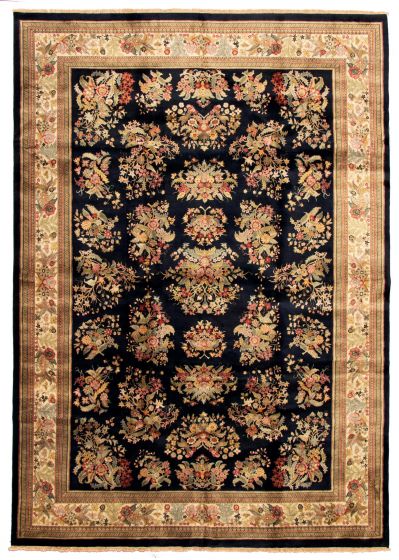Bordered  Traditional Blue Area rug 12x15 Indian Hand-knotted 335697