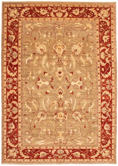 Bordered  Traditional Green Area rug 10x14 Afghan Hand-knotted 338279