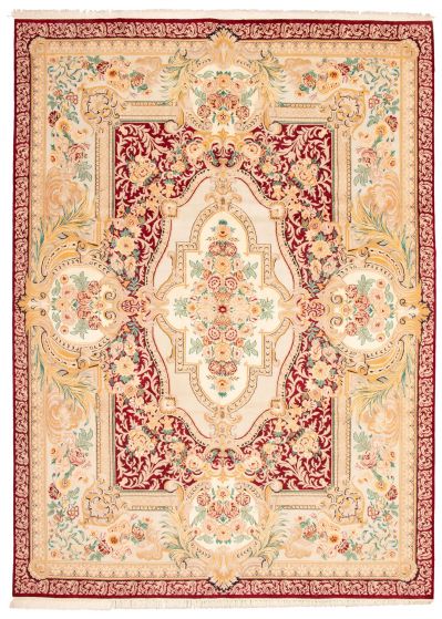 Bordered  Traditional Red Area rug 10x14 Pakistani Hand-knotted 338358