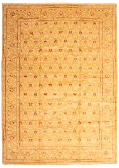 Bordered  Traditional Green Area rug Unique Pakistani Hand-knotted 339162