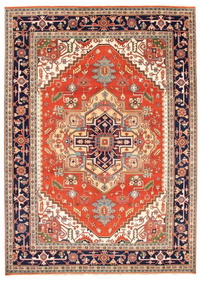 Bordered  Traditional Brown Area rug 10x14 Indian Hand-knotted 344985