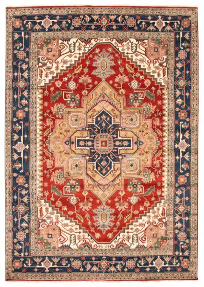 Bordered  Traditional Red Area rug 10x14 Indian Hand-knotted 344993