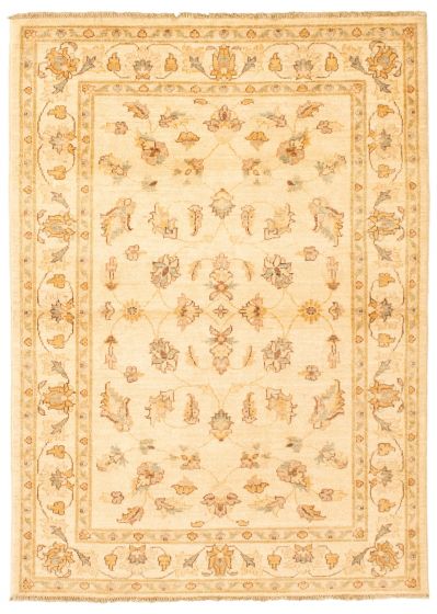 Bordered  Traditional Ivory Area rug 3x5 Afghan Hand-knotted 346696