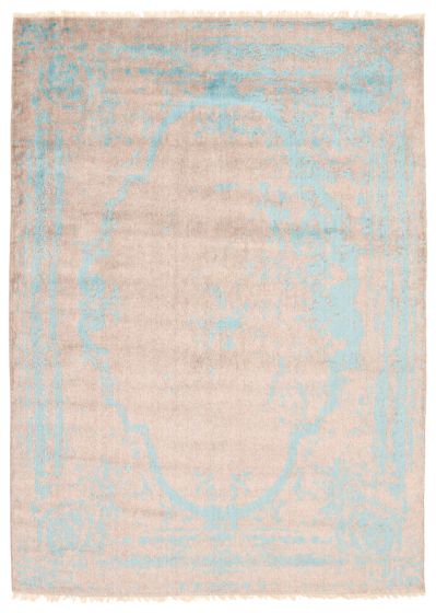 Transitional Grey Area rug 5x8 Indian Hand-knotted 350485