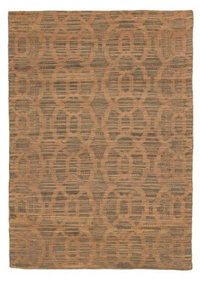 Flat-weaves & Kilims  Transitional Brown Area rug 5x8 Indian Flat-Weave 350825