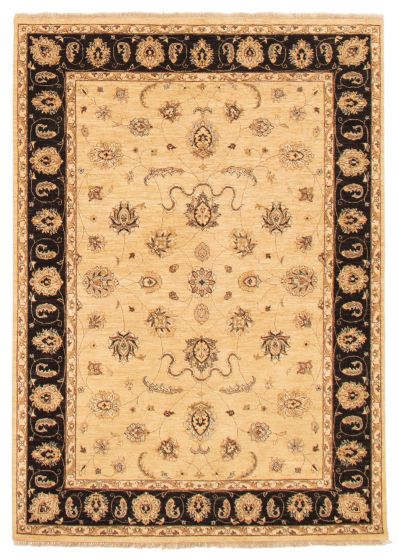 Bordered  Traditional Green Area rug 5x8 Indian Hand-knotted 356504